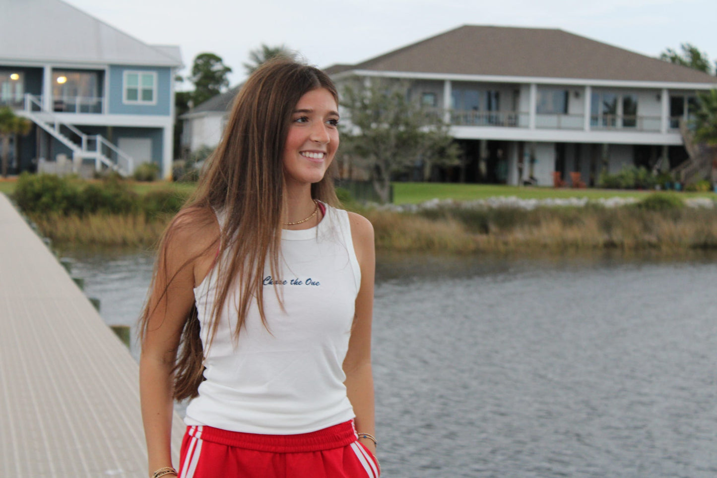 Chase the One Tank Top- White
