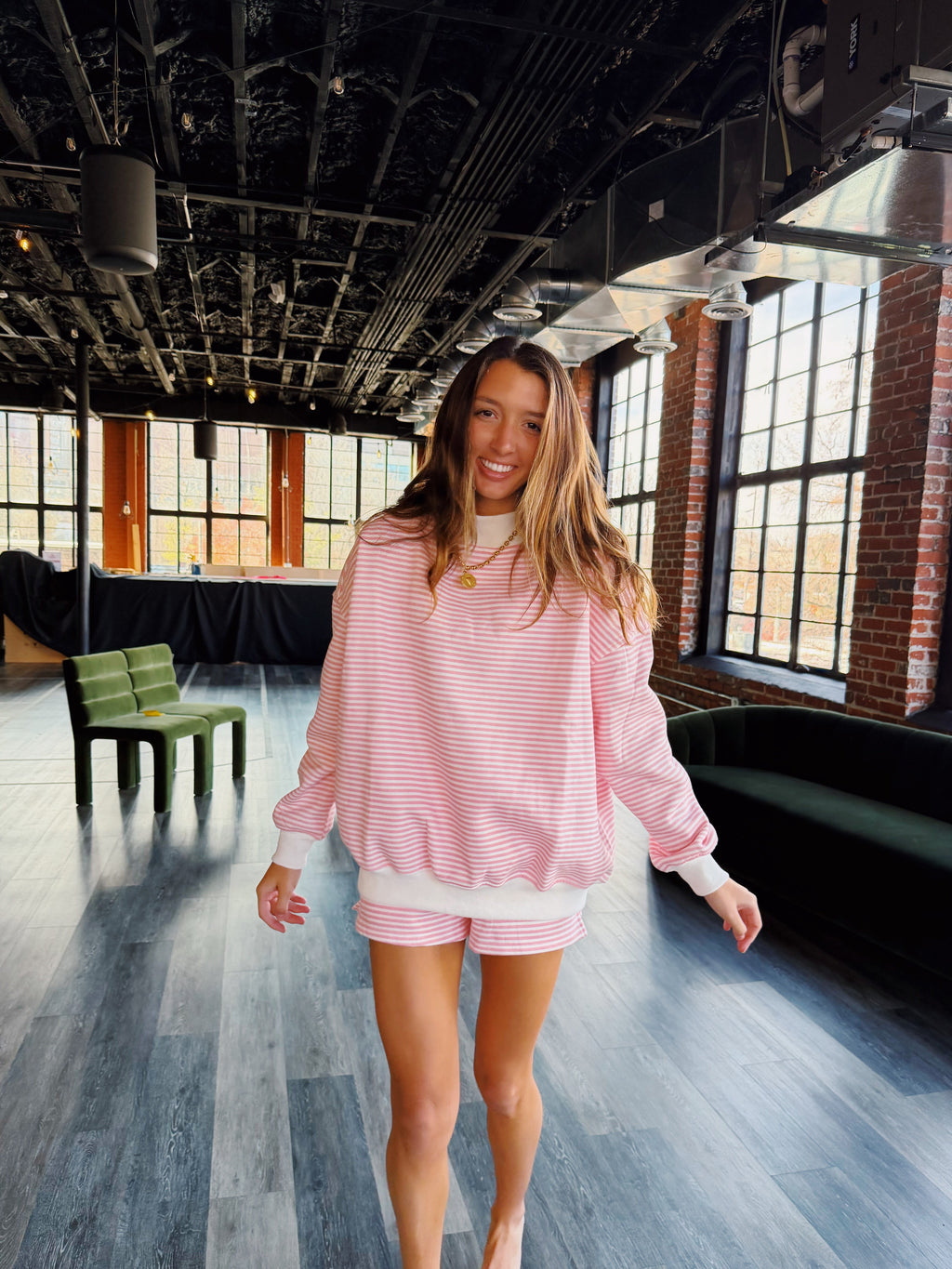 Stripes Mock-Neck Set