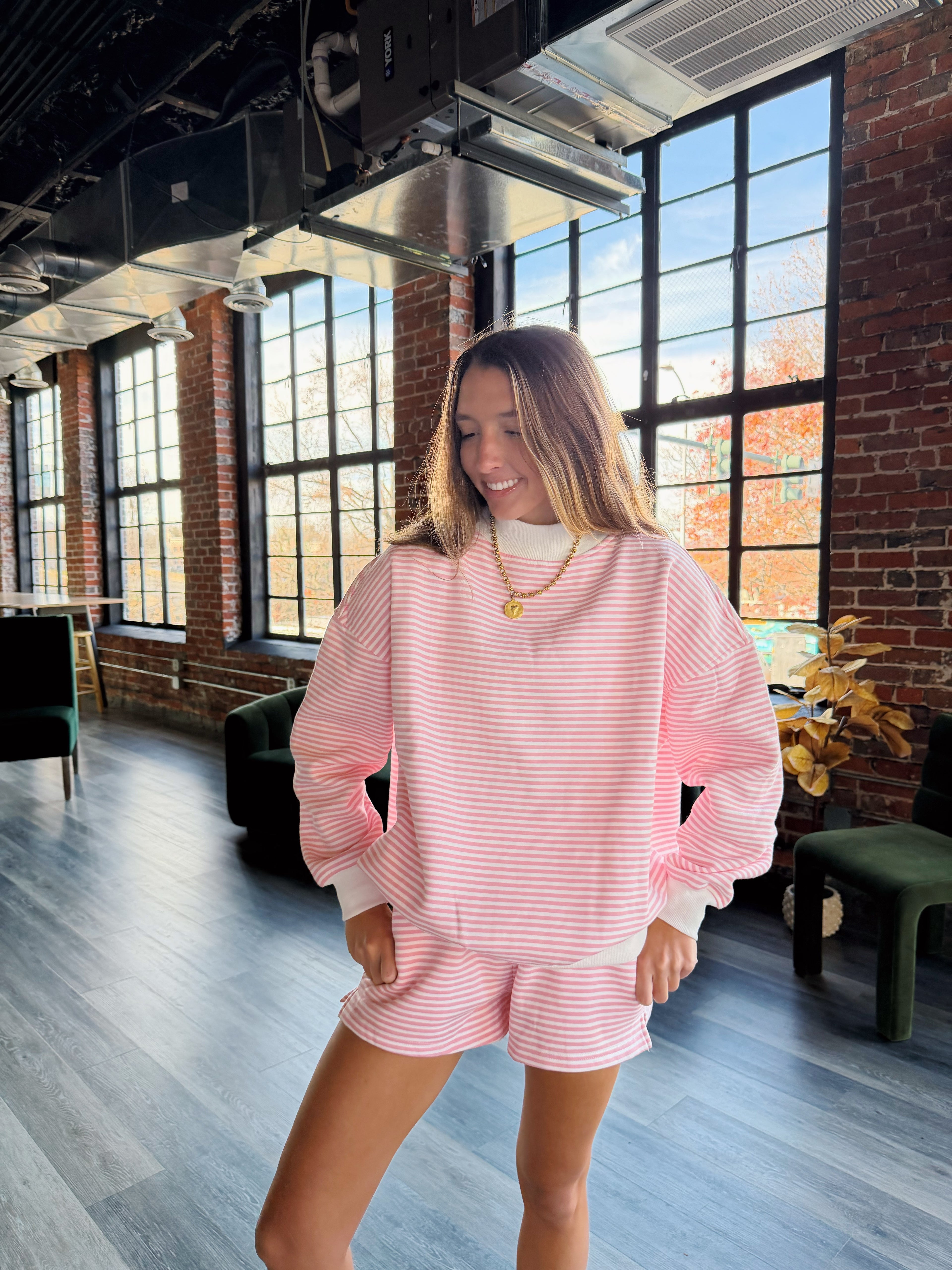 Stripes Mock-Neck Set