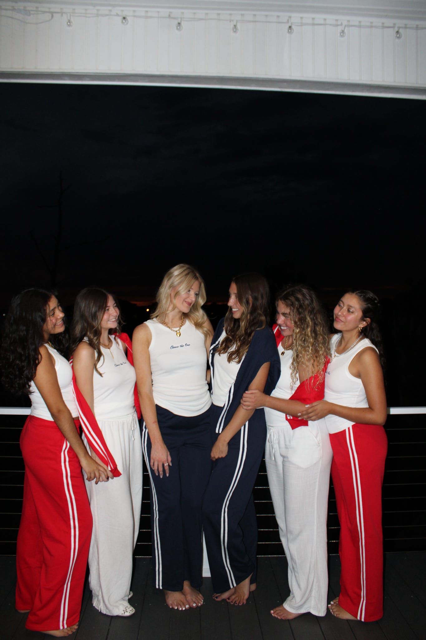 Striped Crewneck/ Pants Set- Red