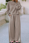 Striped Crewneck/ Pants Set- Sand