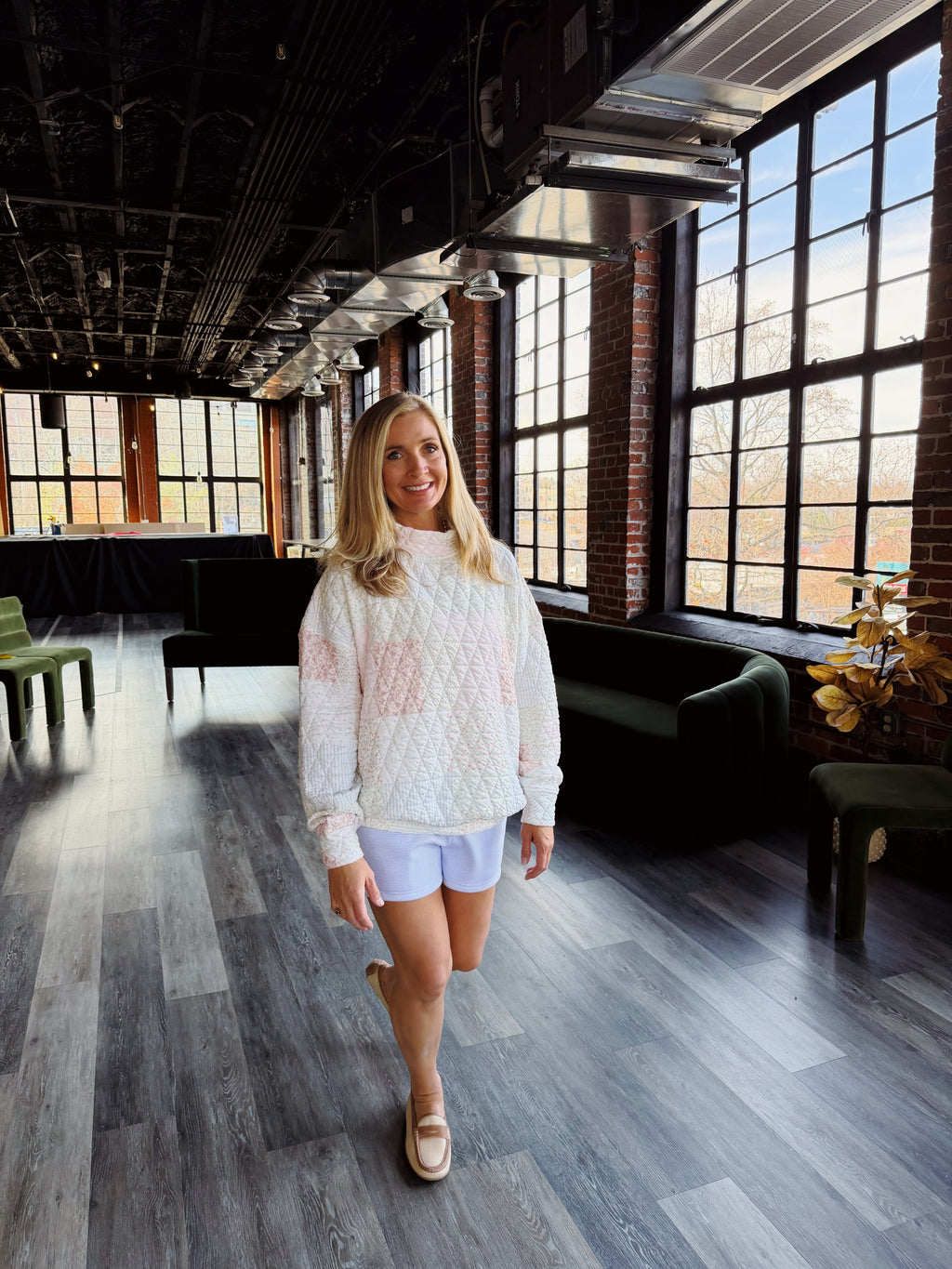 Quilted Pastel Mock Neck